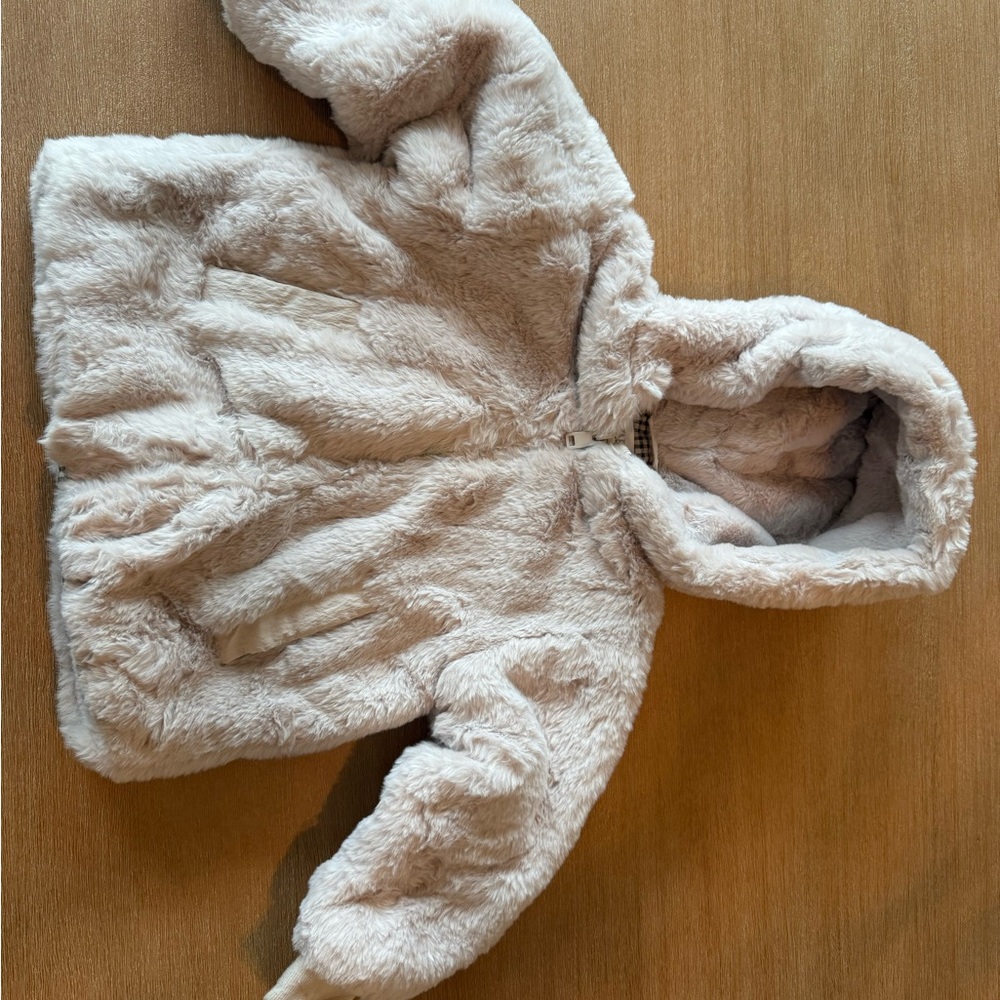 Zara Kids Cream Furry Jacket